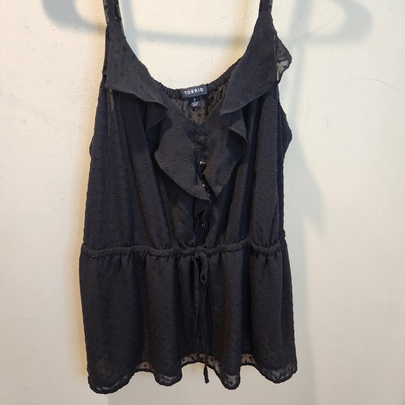 Torrid Black Ruffle Detail Women's Plus Size Tank Top 2 - Picture 3 of 11